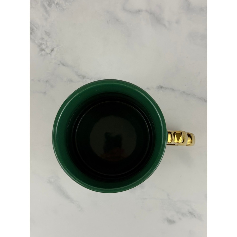 Starbucks 2025 Holiday Mug Green Snowflakes Tree Shaped Handle 4" MINT! - Picture 5 of 8